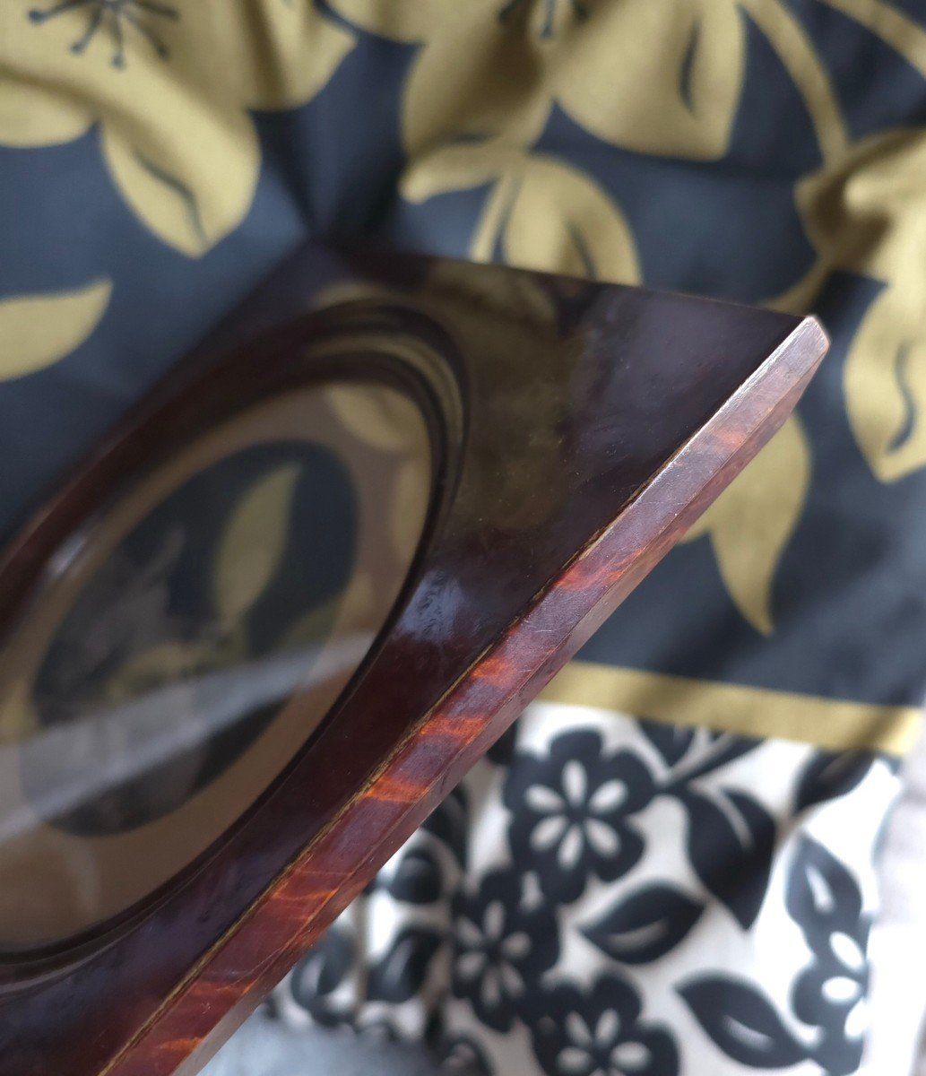 1930 Oval Photo Frame In Burl Wood-photo-3
