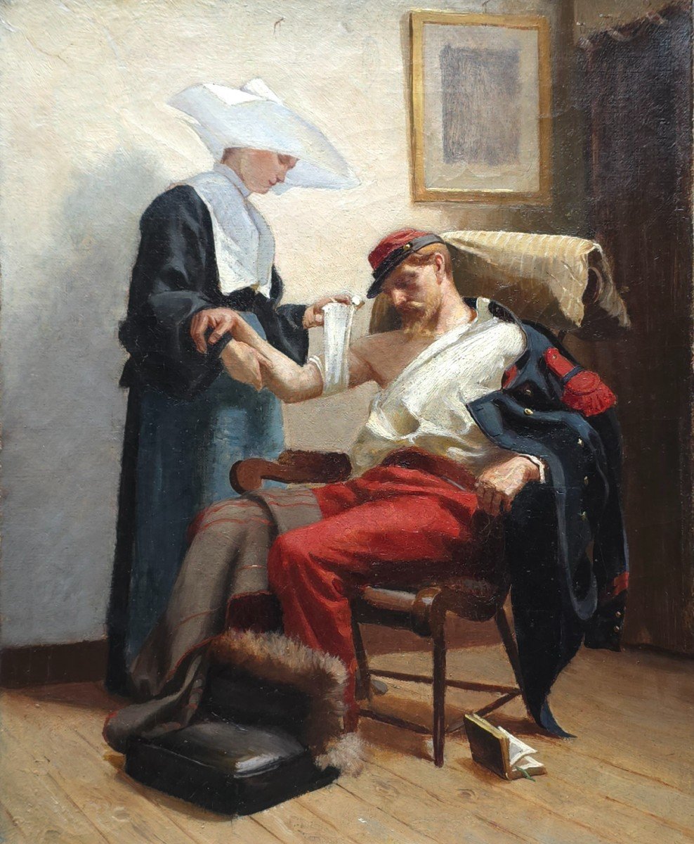 French School 19th Century The Wounded Soldier 1866