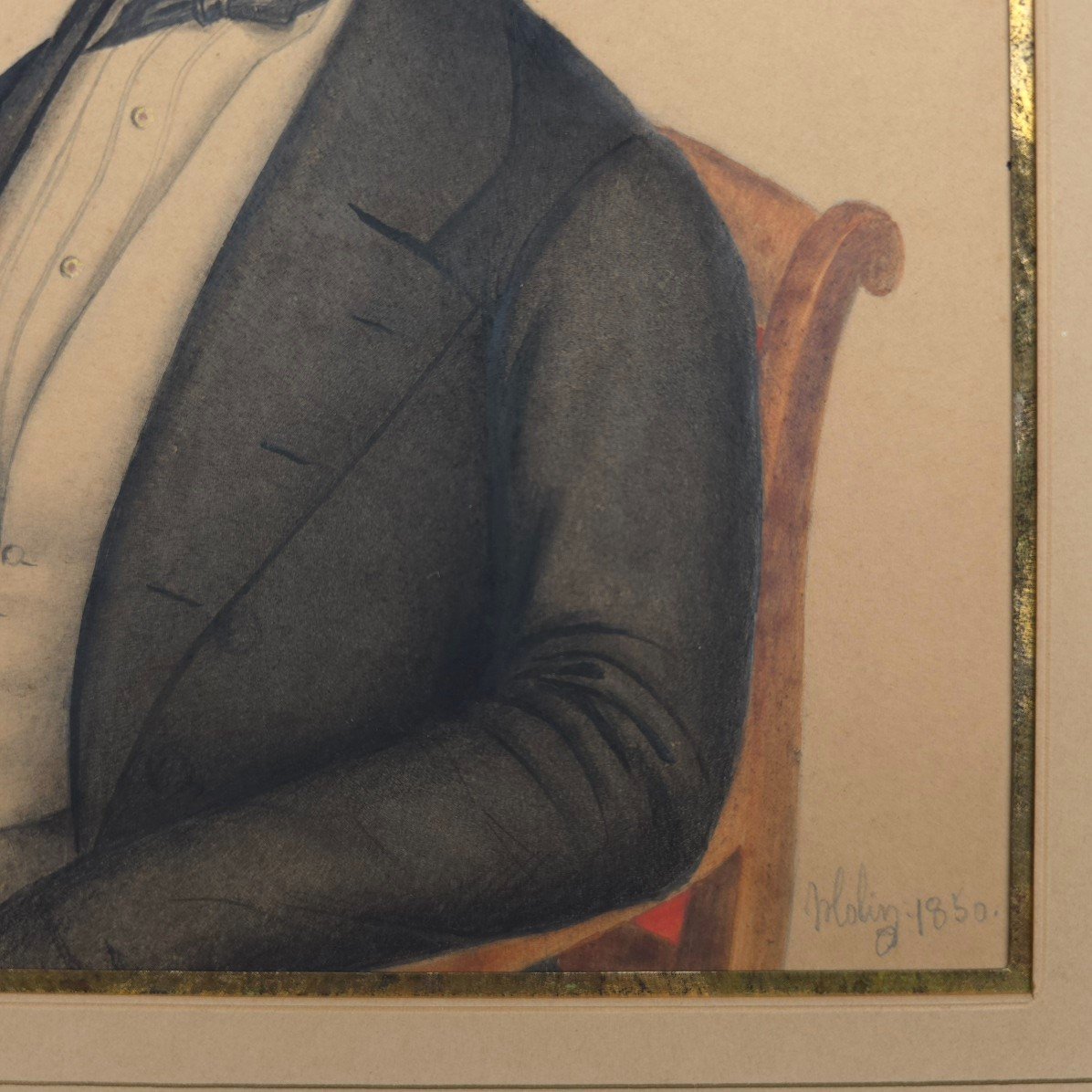 Portrait Of A Man Signed 1850 Watercolor-photo-4