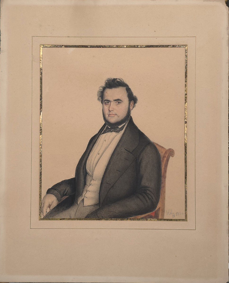 Portrait Of A Man Signed 1850 Watercolor