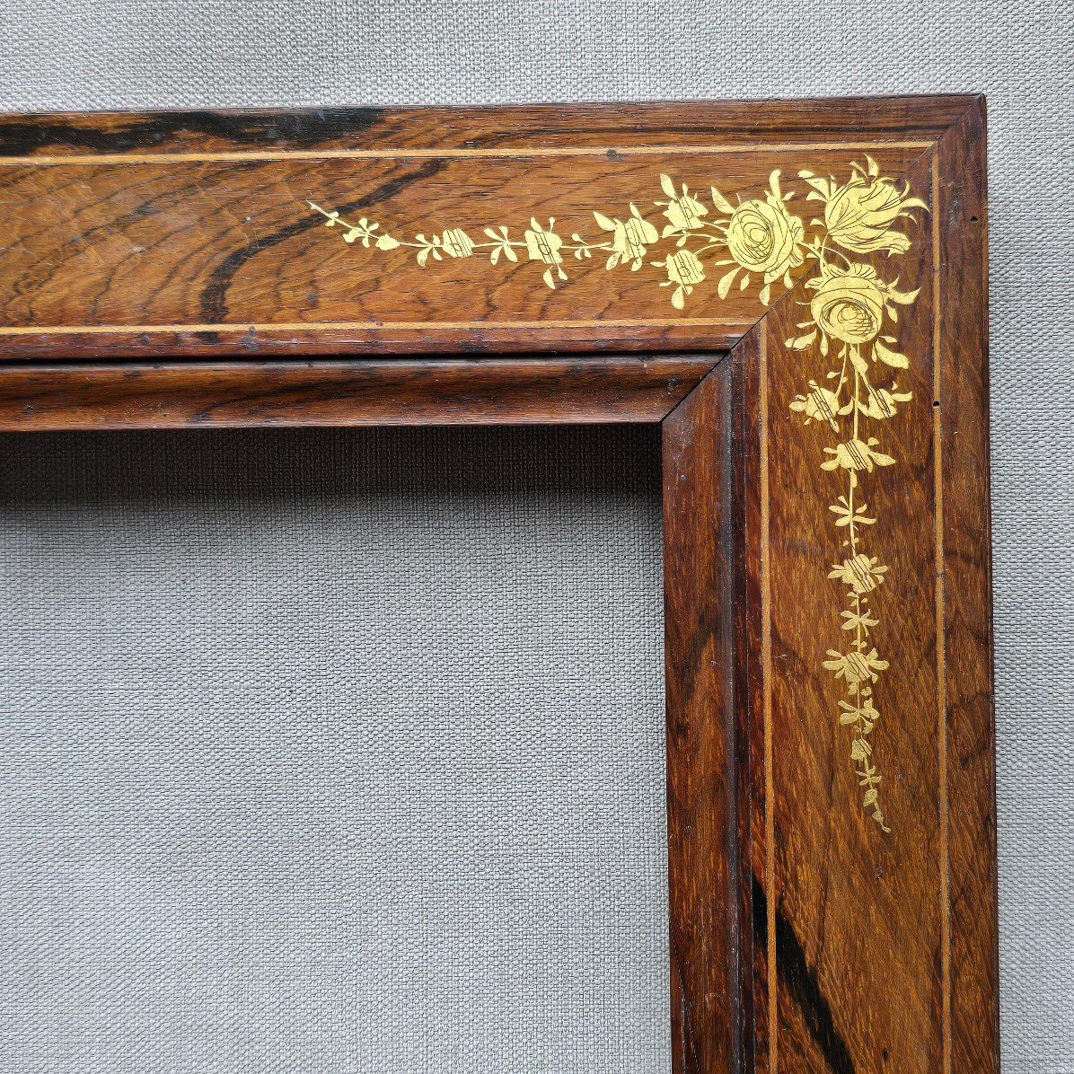 Cadre Louis Philippe Bois Decor Floral Doré Feuillure : 37 X 26,5 Cm-photo-3