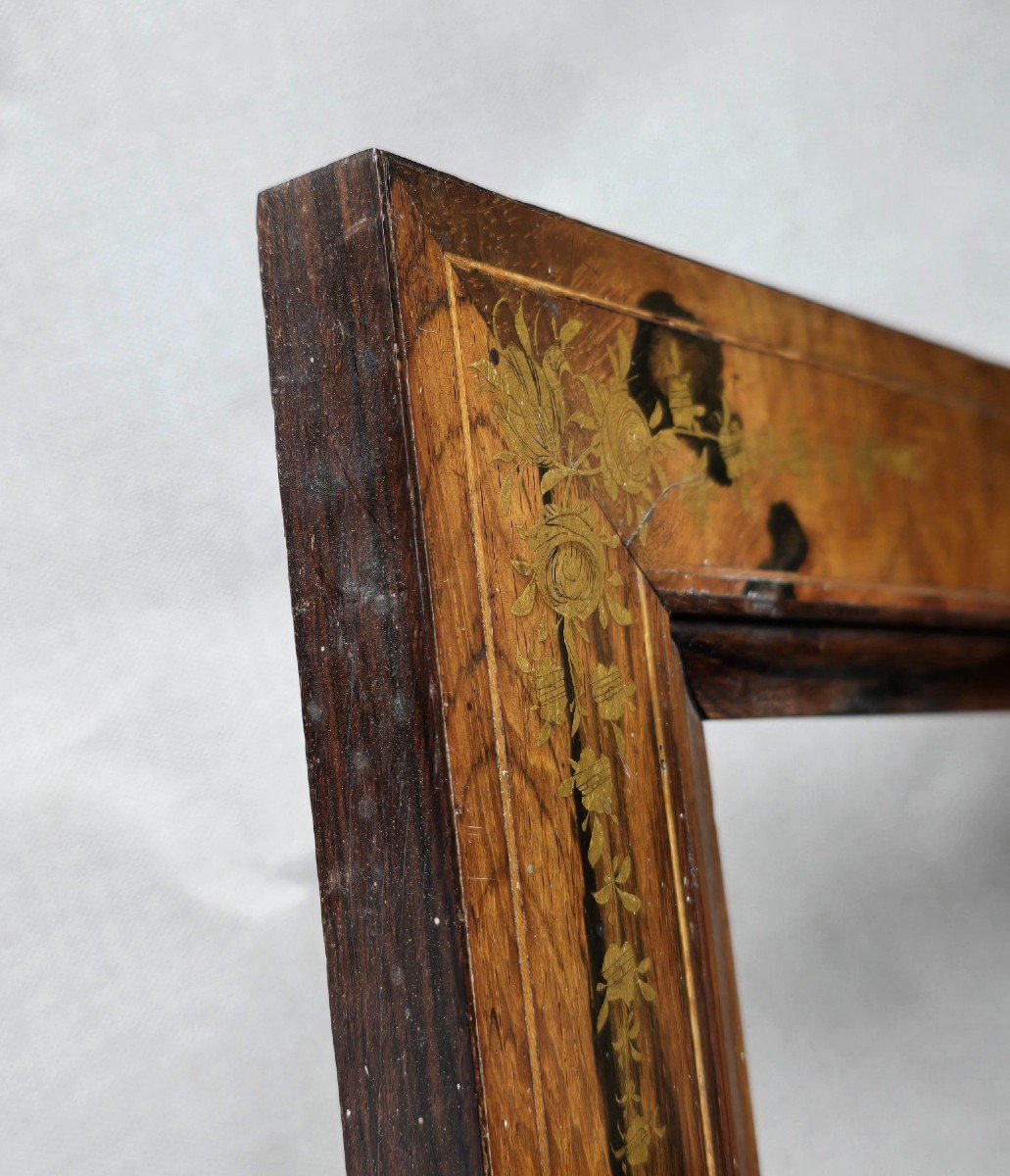 Cadre Louis Philippe Bois Decor Floral Doré Feuillure : 37 X 26,5 Cm-photo-4