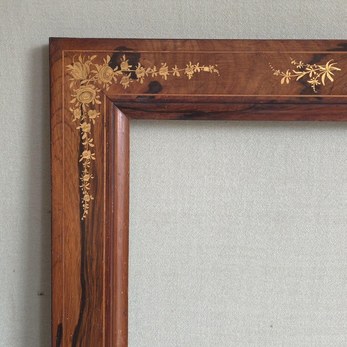 Cadre Louis Philippe Bois Decor Floral Doré Feuillure : 37 X 26,5 Cm-photo-2