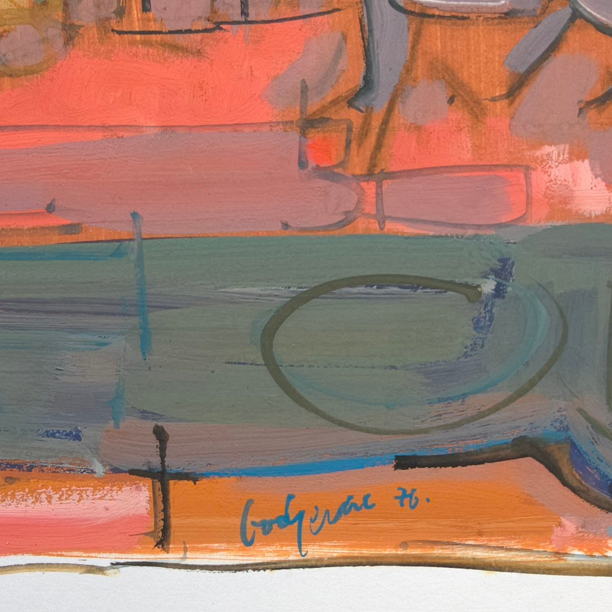Michel Godjerac XXe Composition Acrylique Sur Papier 1976-photo-2