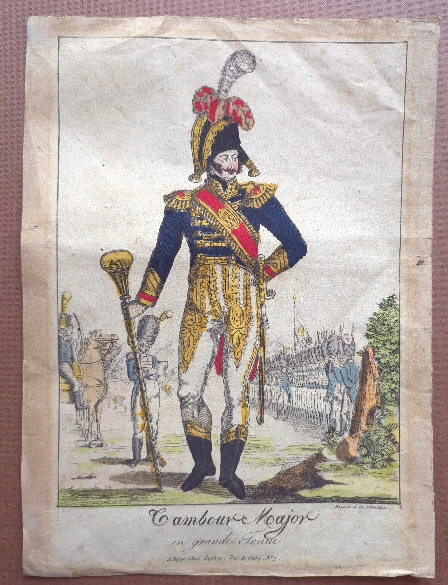 Tambour Major Soldat napoléonien estampe 18ème chez Clèry Paris