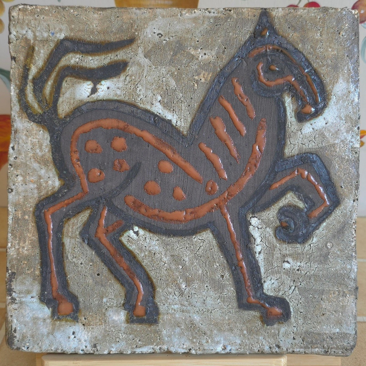 Cécile Dein Born In 1929 Horse Ceramic Tile Circa 1960