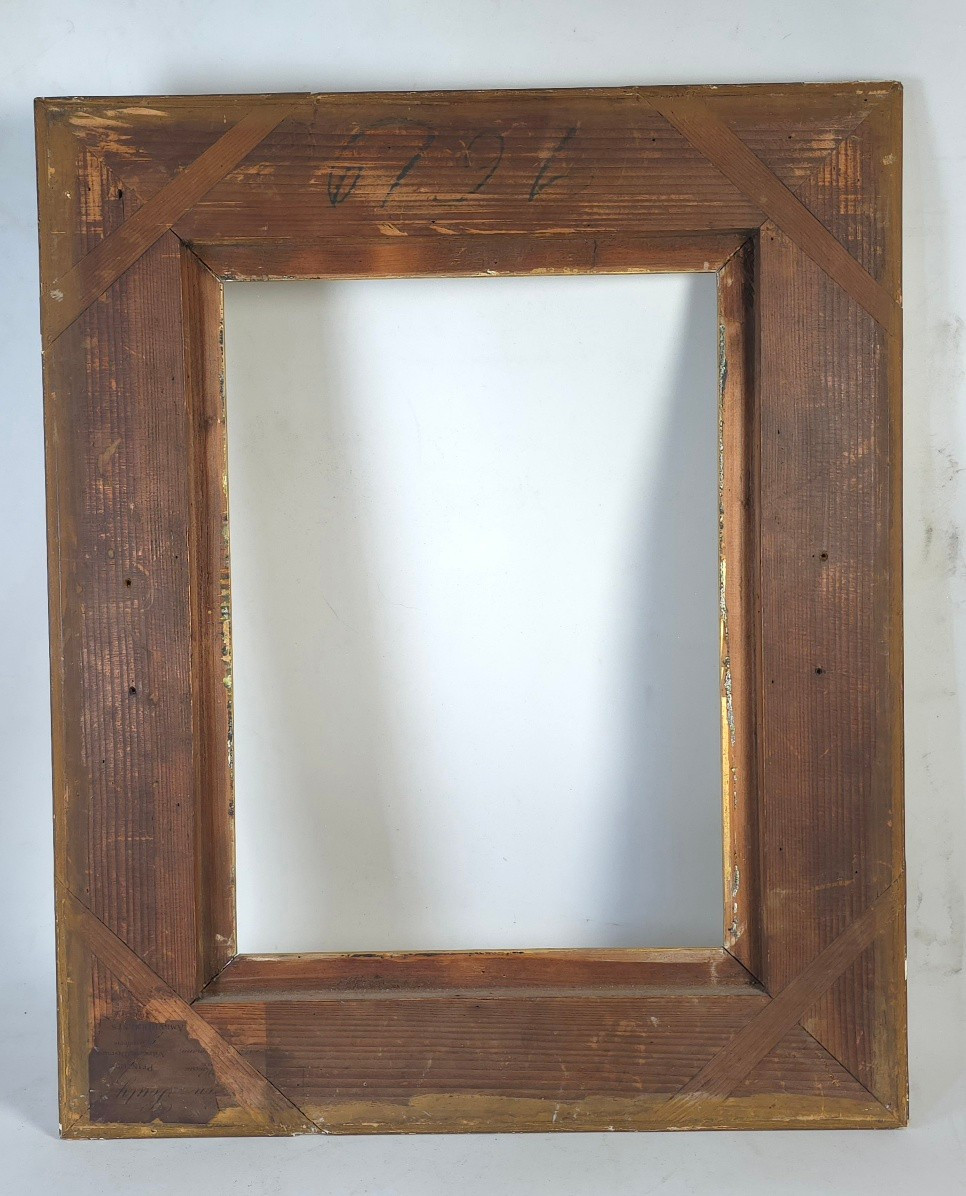 19th Century Gilded Frame With Interlacing Patterns: 34 X 25.5 Cm-photo-1