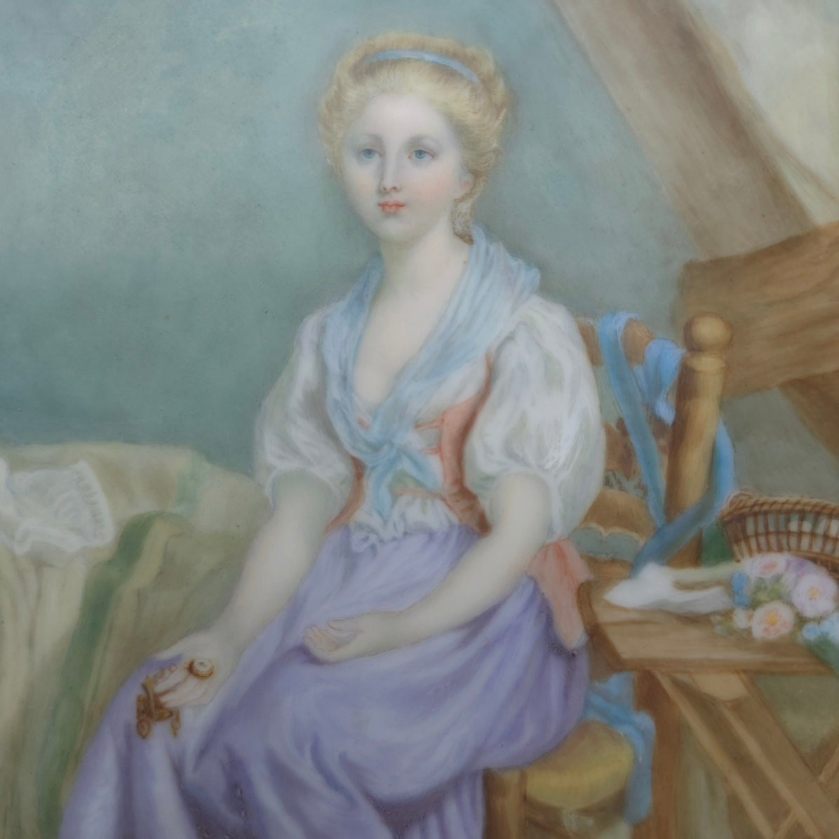 Young Girl With A Watch, Painted Porcelain, 1900-photo-3