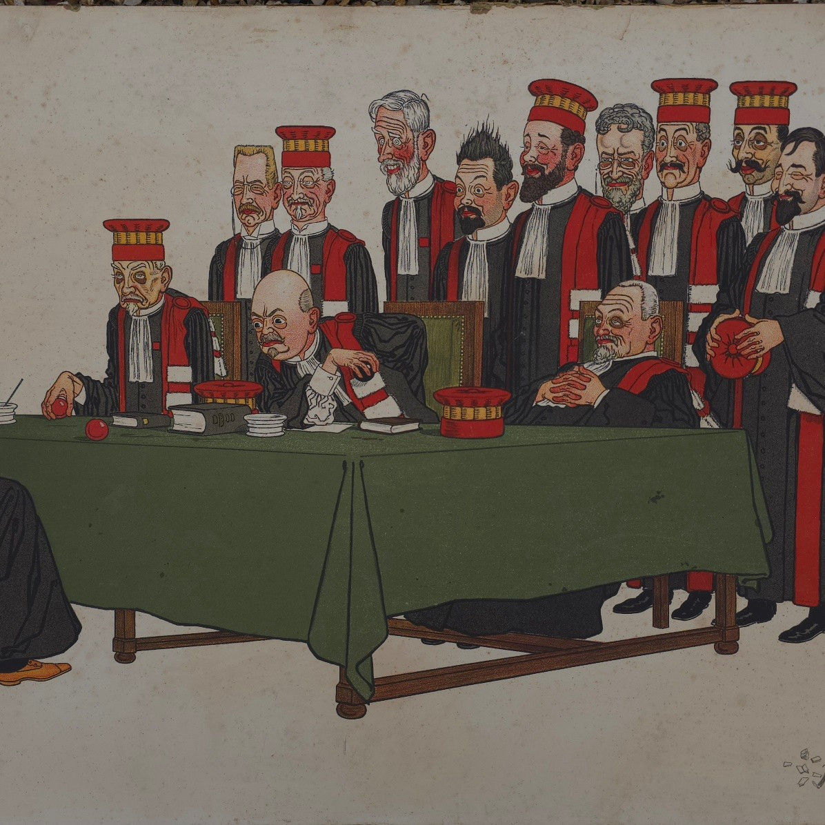 Adrien Barrère (1874-1931) Magistrates The Examination Justice Caricatures Around 1910 Large Li-photo-2