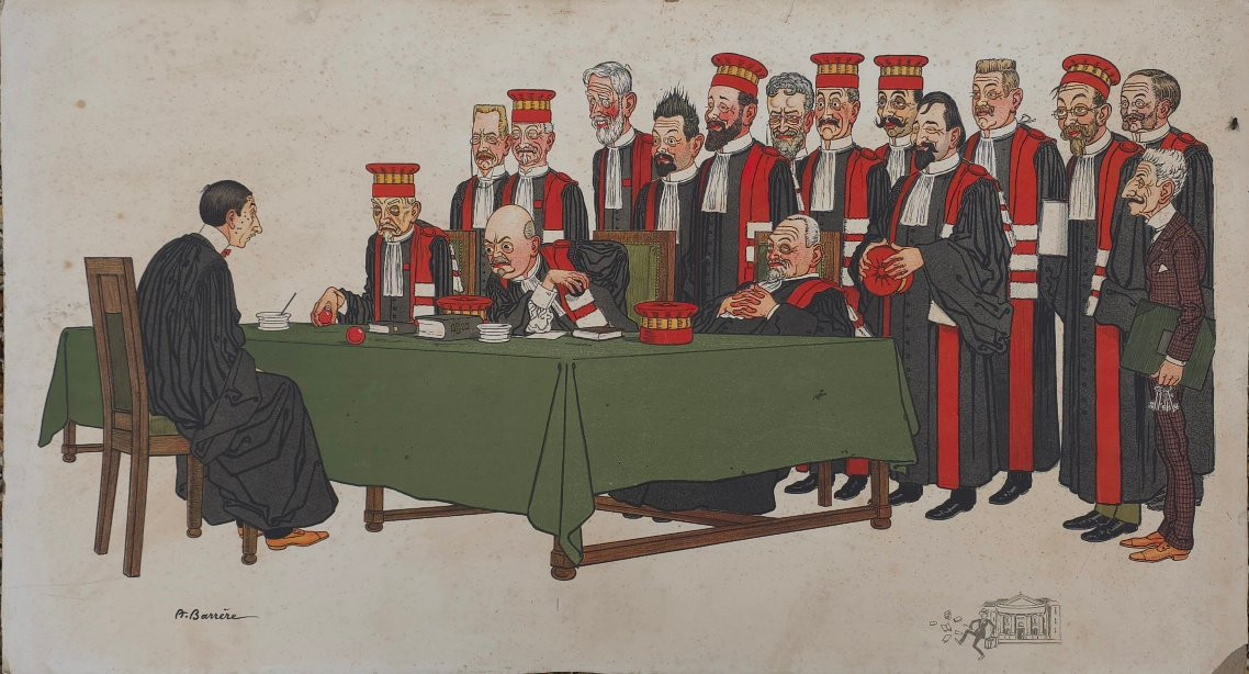 Adrien Barrère (1874-1931) Magistrates The Examination Justice Caricatures Around 1910 Large Li-photo-2
