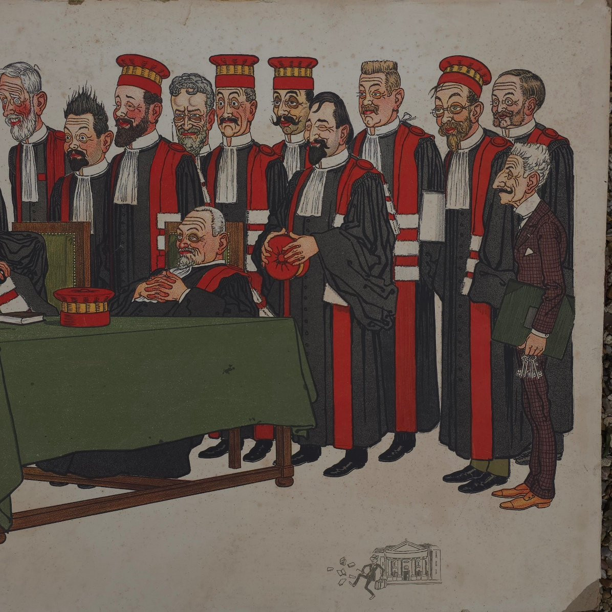 Adrien Barrère (1874-1931) Magistrates The Examination Justice Caricatures Around 1910 Large Li-photo-3