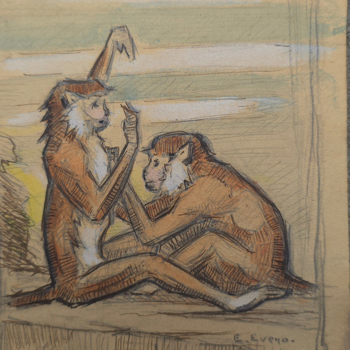 édouard Eveno (1884-1980) The Monkeys' Toilet-photo-2