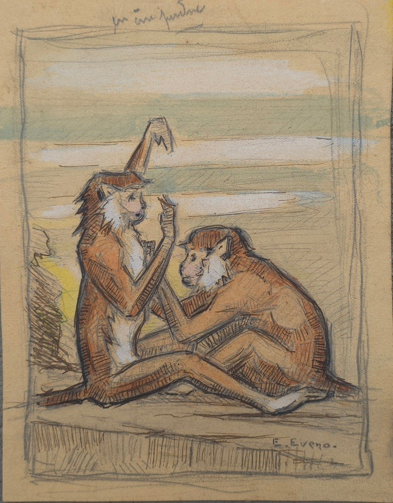 édouard Eveno (1884-1980) The Monkeys' Toilet