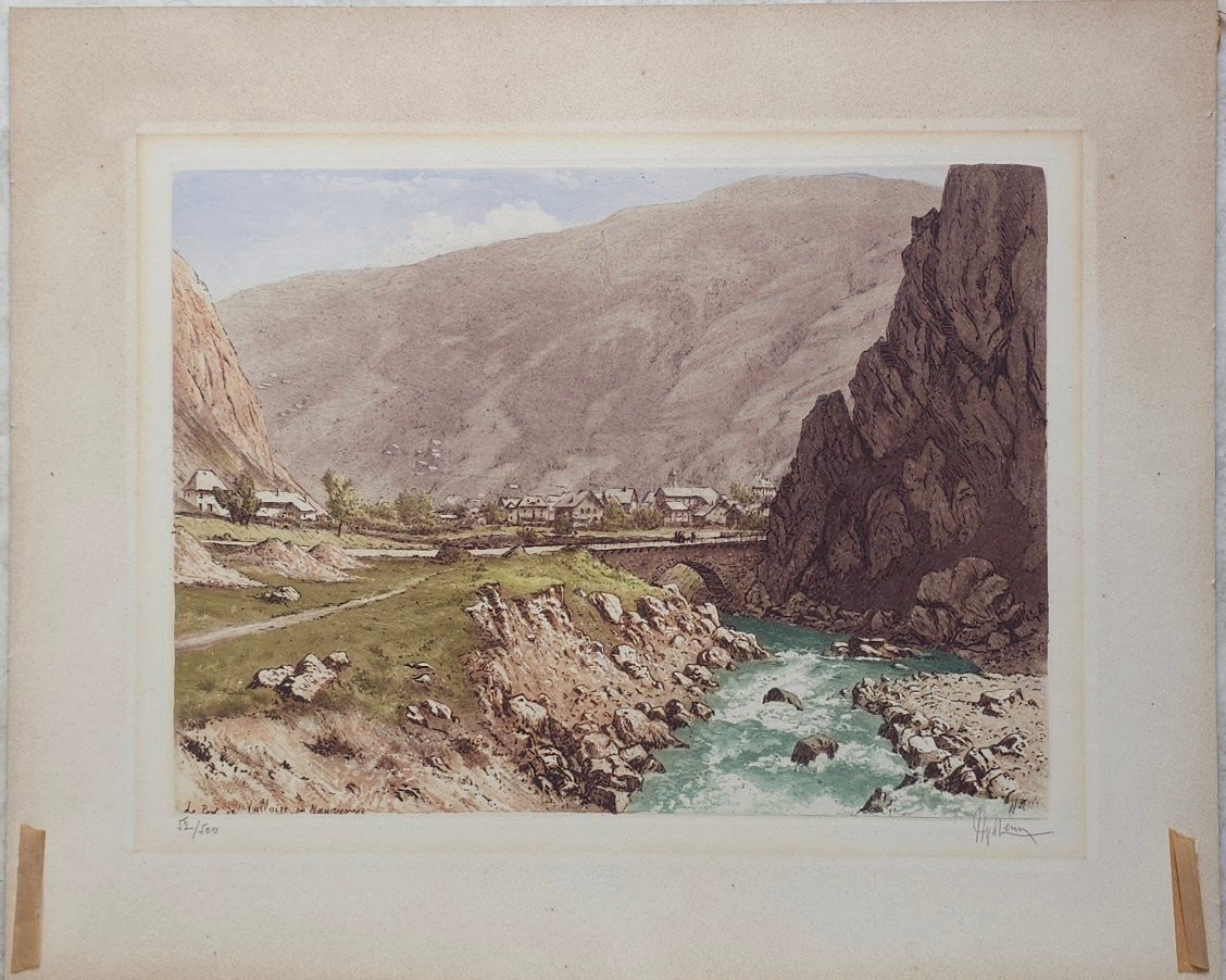 Joanny Drevet 1889 1969 Pont de Valloire Maurienne eau forte 52/500-photo-2