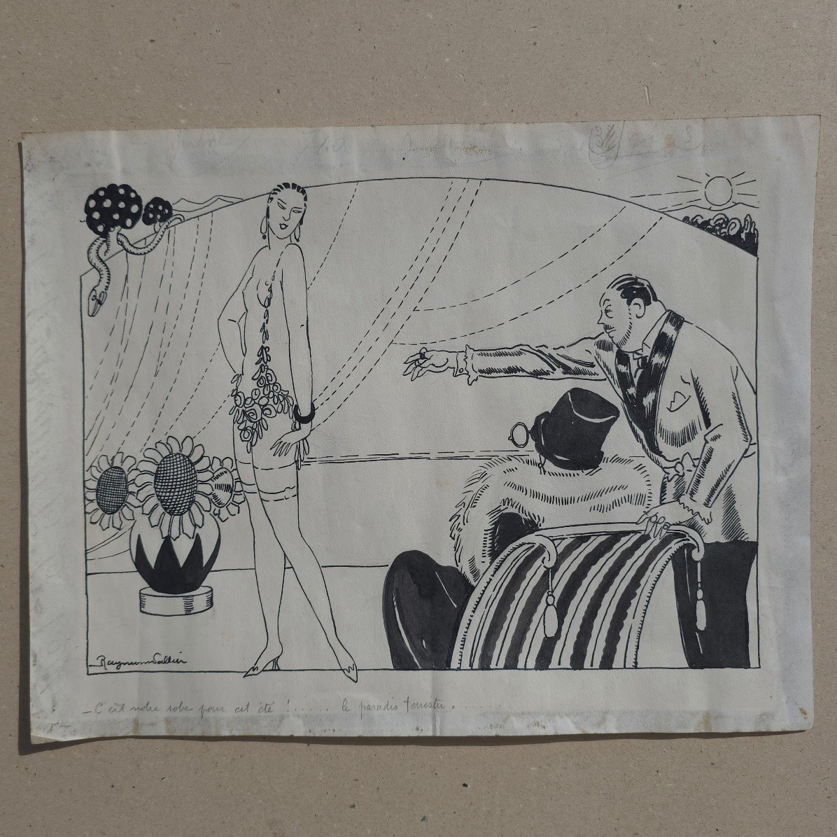 Raymond Pallier (1888- 1948) La robe pour cet été dessin de presse Art_Déco