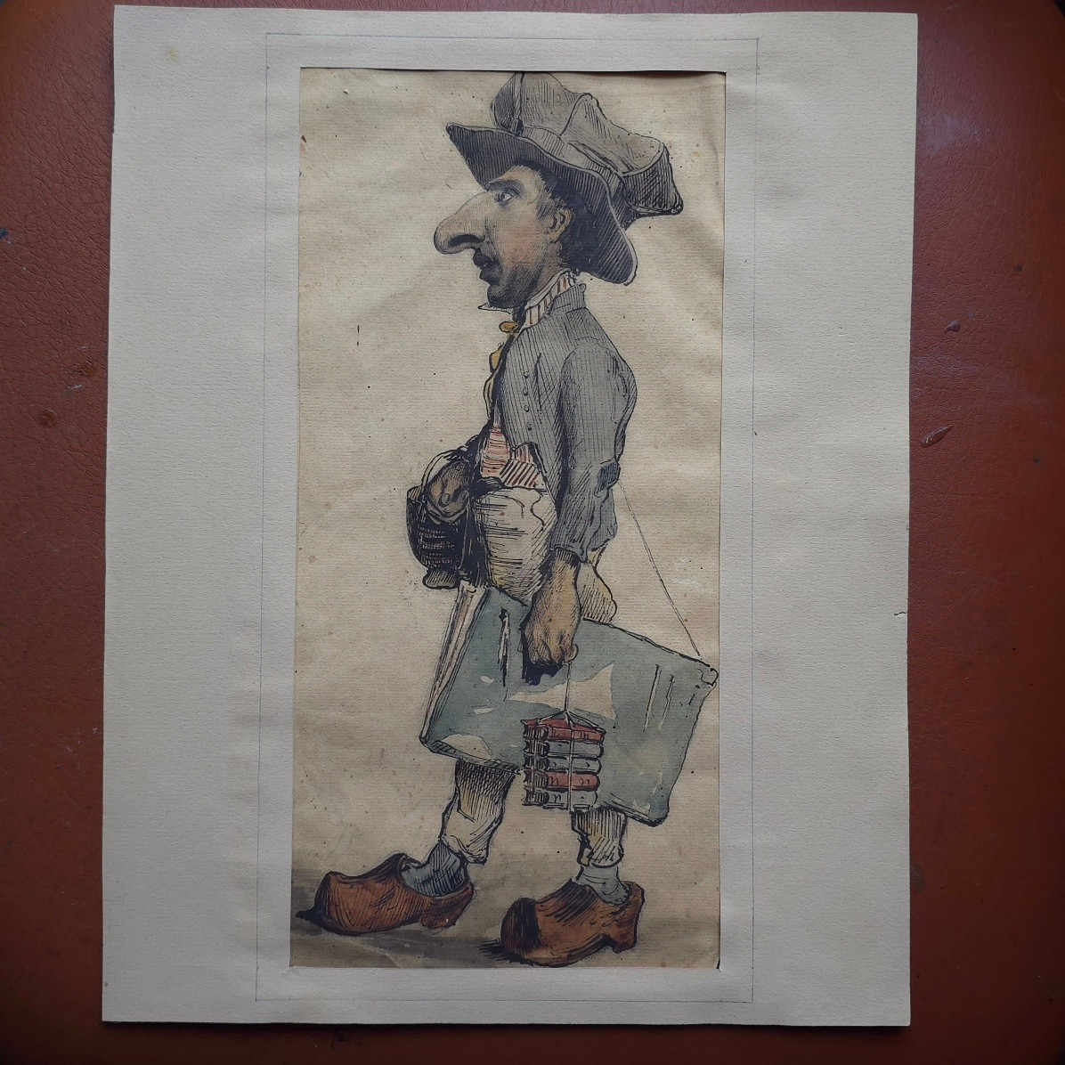 ROUBAUD Benjamin (Roquevaire 1811 - Alger 1847) attribué à caricature Charivari comédien Hyacin