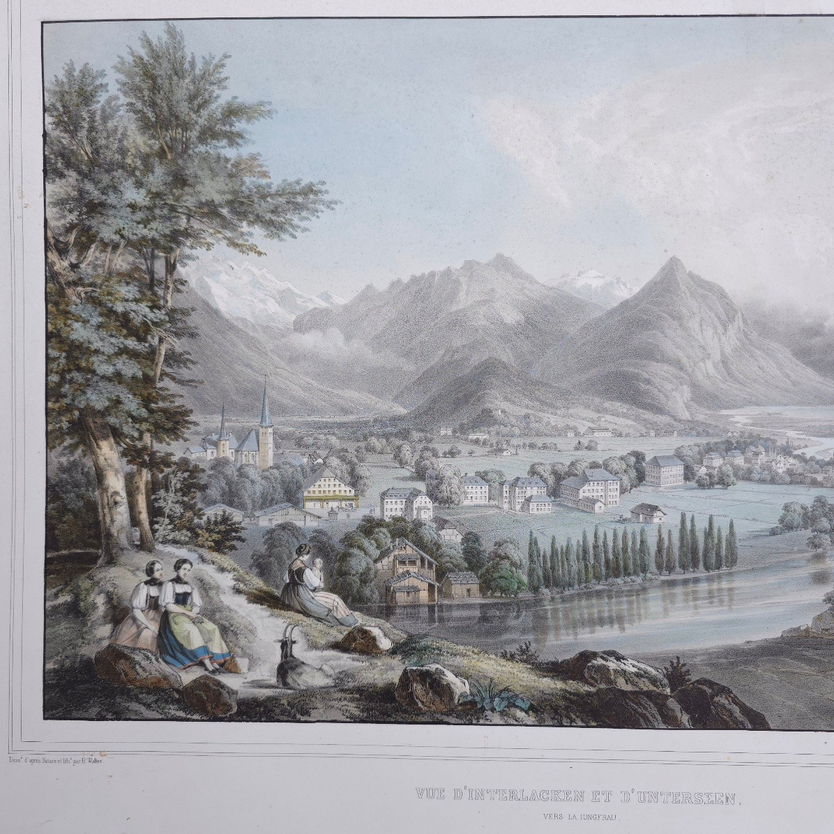 Walter Henri The Jungfrau View Of Interlaken And Unterseen Swiss Landscape Litho Imp. Lemercier-photo-2