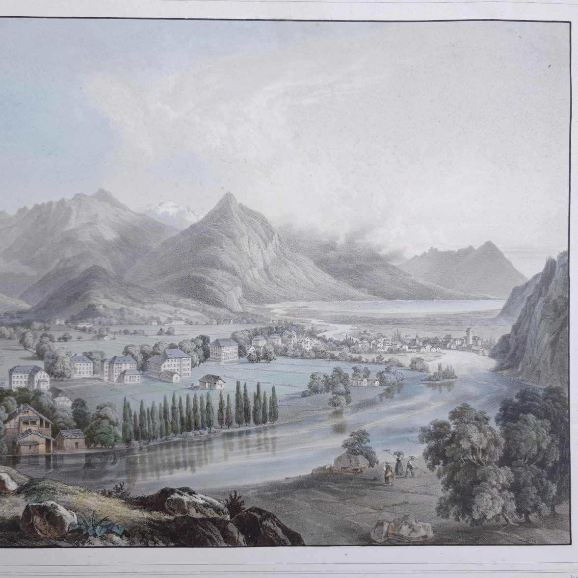 Walter Henri The Jungfrau View Of Interlaken And Unterseen Swiss Landscape Litho Imp. Lemercier-photo-3