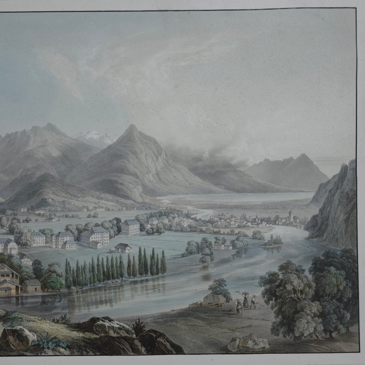 Walter Henri The Jungfrau View Of Interlaken And Unterseen Swiss Landscape Litho Imp. Lemercier-photo-1