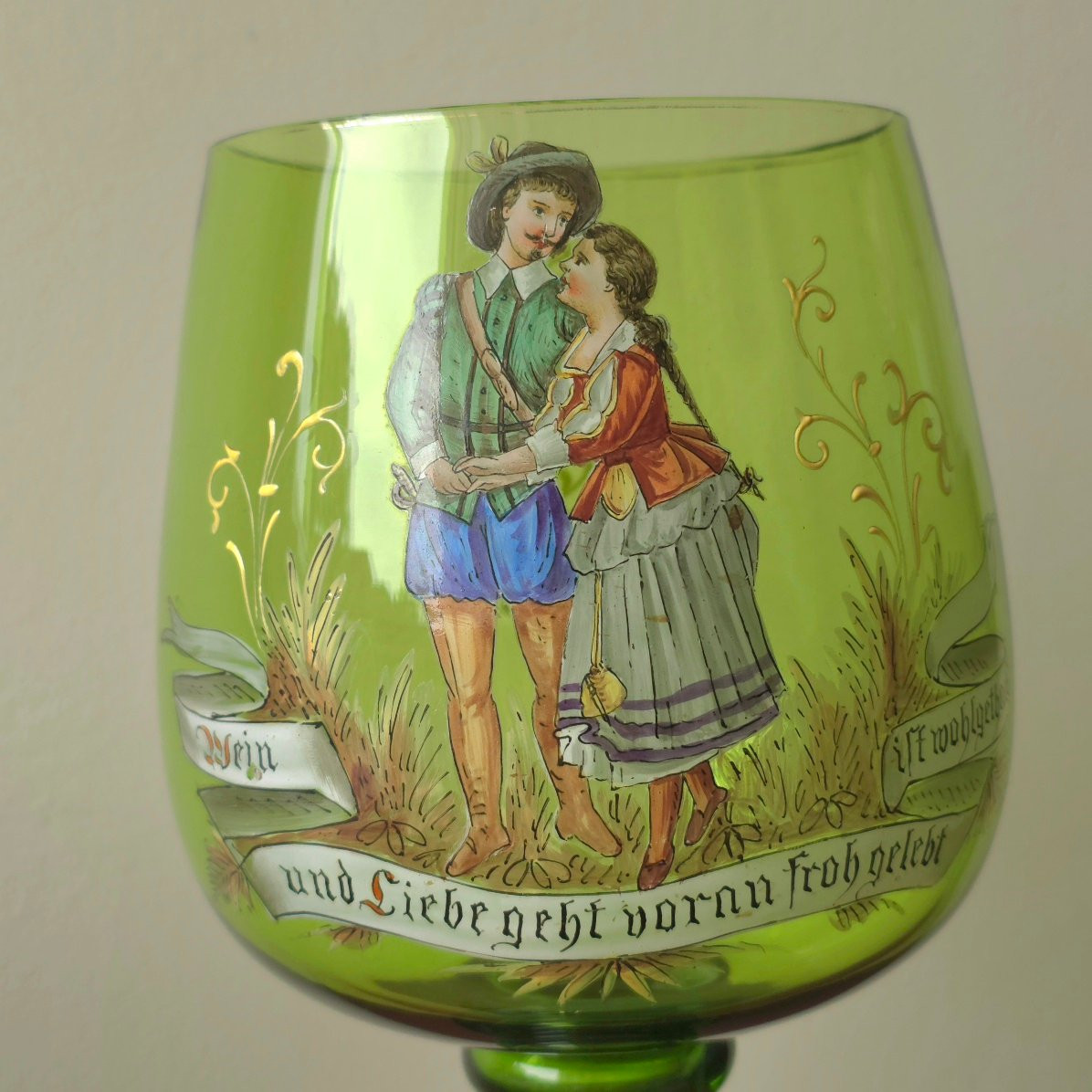 Large Enamelled Rhine Glass From  20th Century, Height: 30 Cm-photo-2