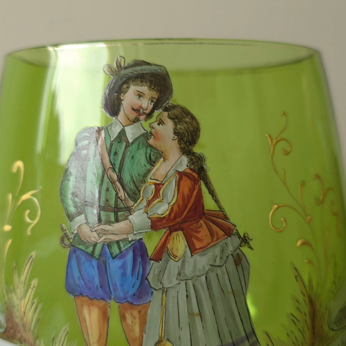 Large Enamelled Rhine Glass From  20th Century, Height: 30 Cm-photo-3