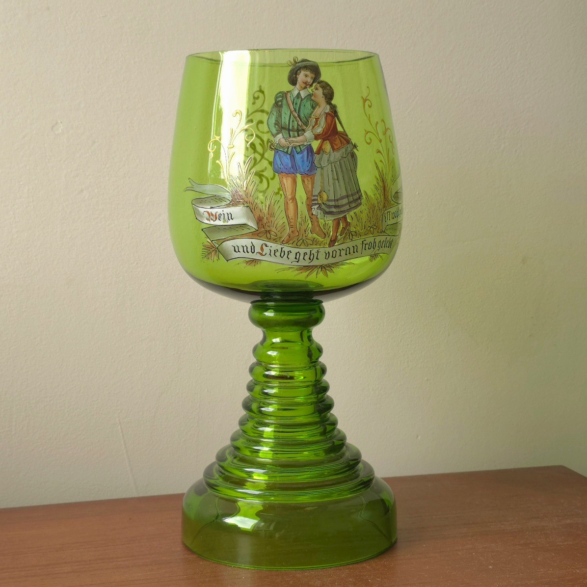Large Enamelled Rhine Glass From  20th Century, Height: 30 Cm