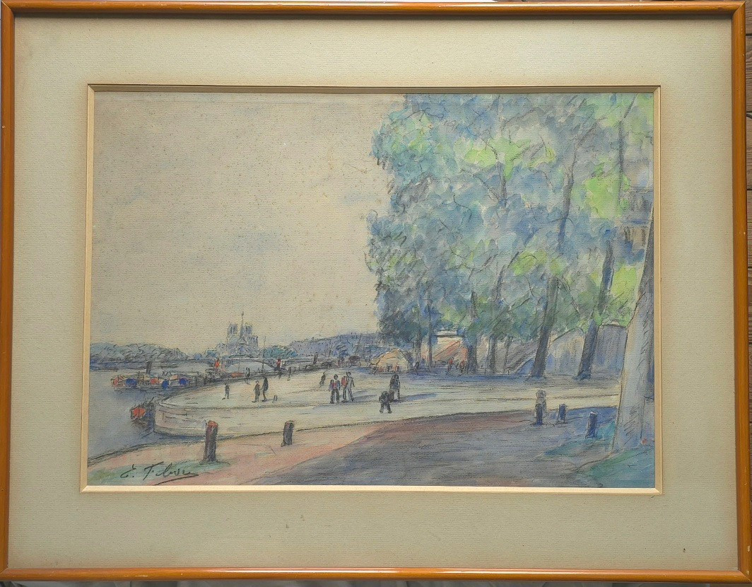 E.Febvre XXe Notre Dame bords de Seine circa 1950