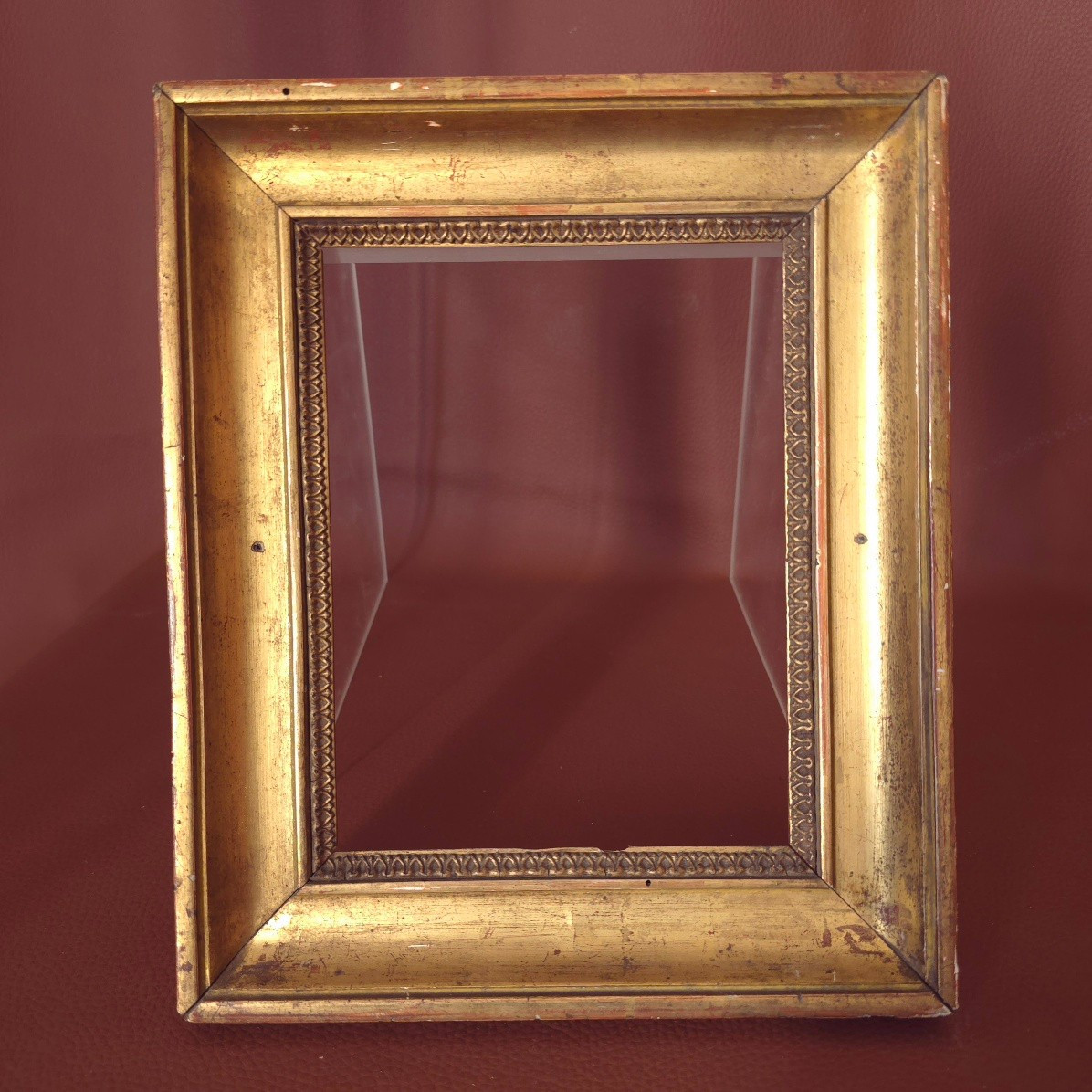 Cadre doré Empire  XIXe feuillure : 19 x 14,8 cm