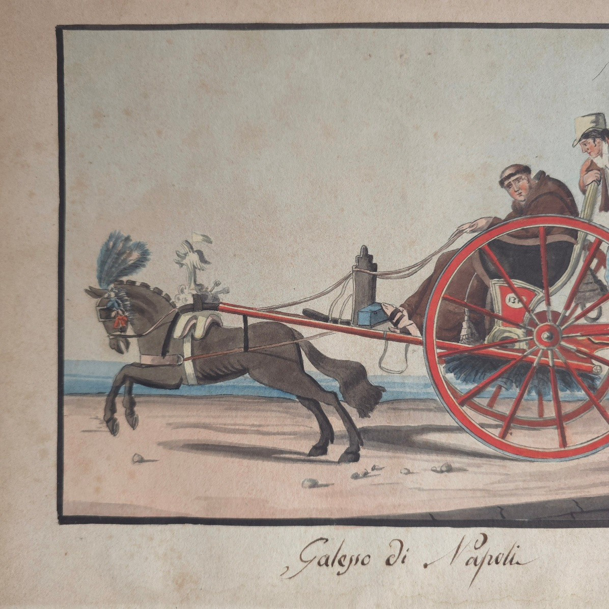 Calesso di Napoli aquarelle napolitaine XIXe circa 1820-photo-3