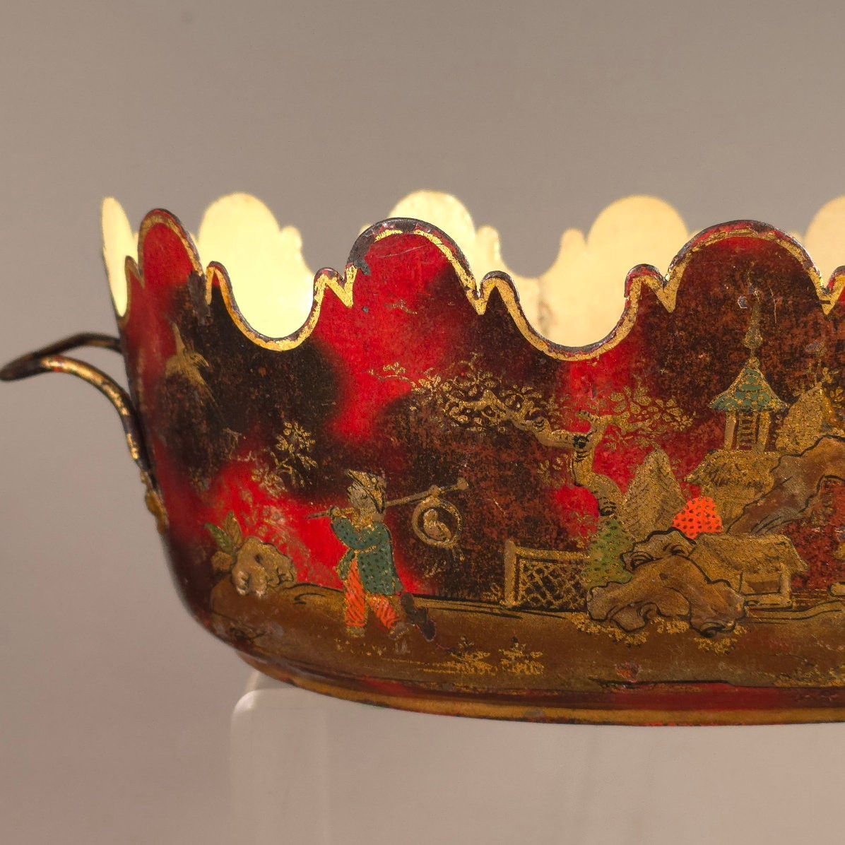 Verrière rafraîchissoir tôle peinte XIXe décor laque de Chine-photo-2