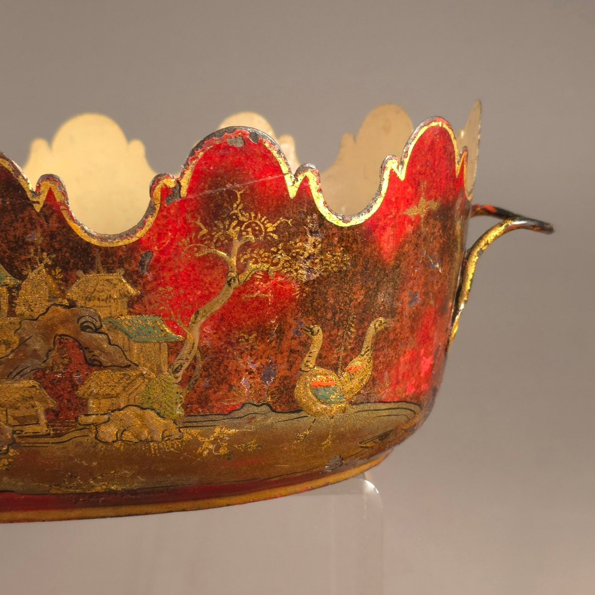 Verrière rafraîchissoir tôle peinte XIXe décor laque de Chine-photo-3