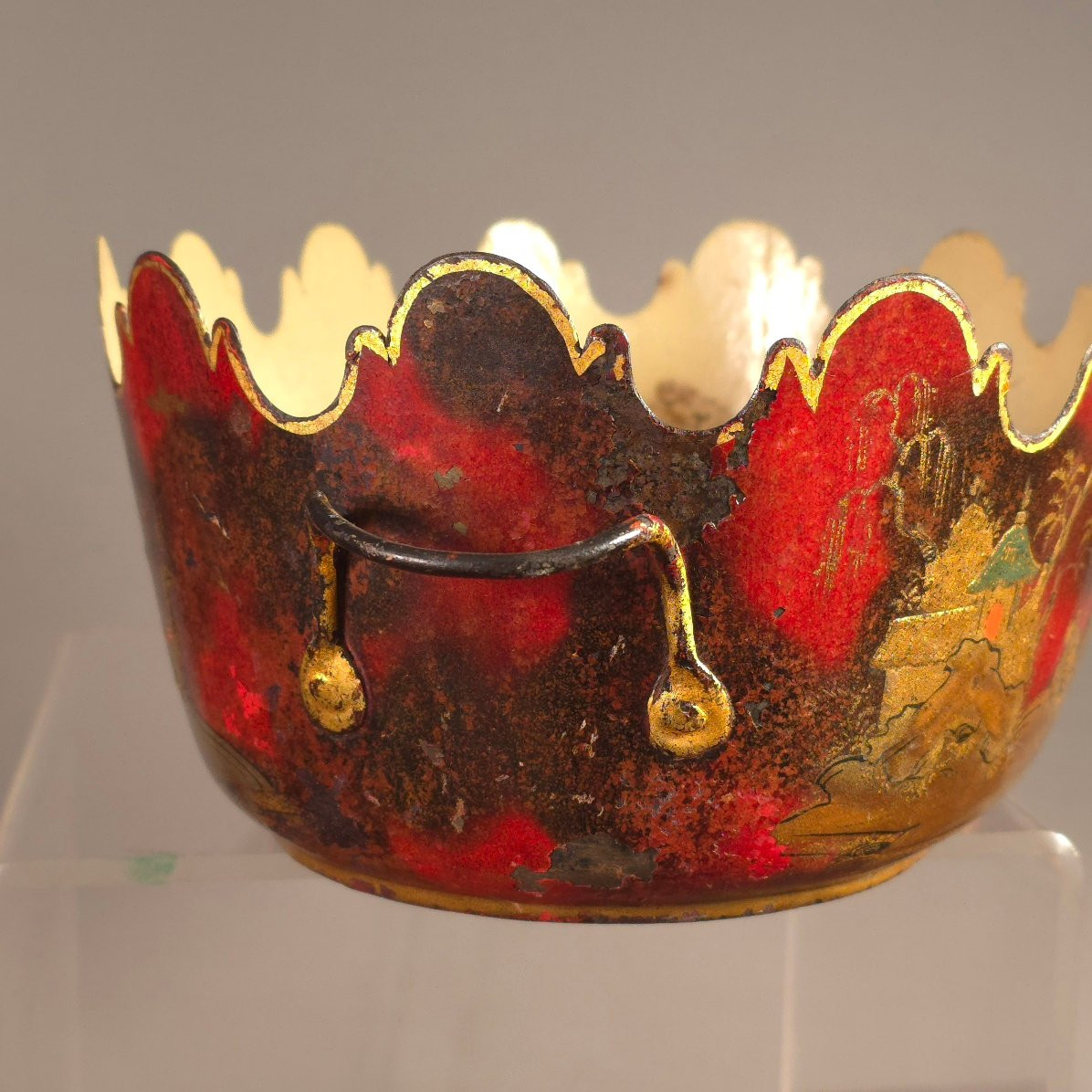 Verrière rafraîchissoir tôle peinte XIXe décor laque de Chine-photo-4