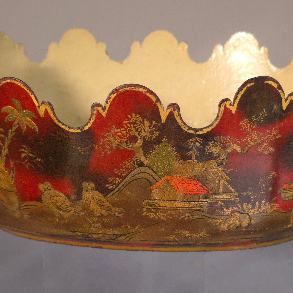 Verrière rafraîchissoir tôle peinte XIXe décor laque de Chine-photo-3