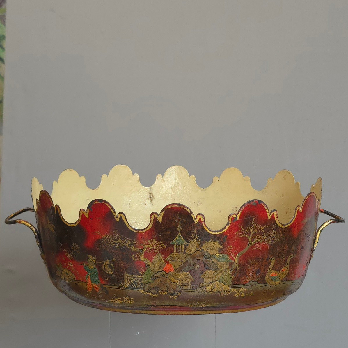 Verrière rafraîchissoir tôle peinte XIXe décor laque de Chine-photo-2