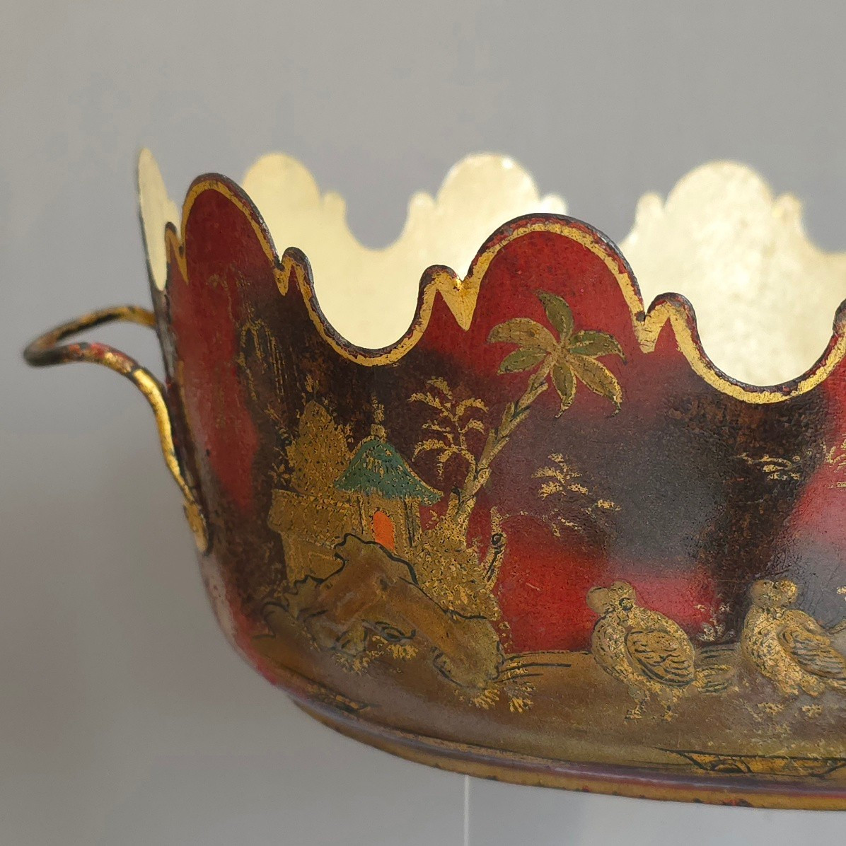 Verrière rafraîchissoir tôle peinte XIXe décor laque de Chine-photo-4