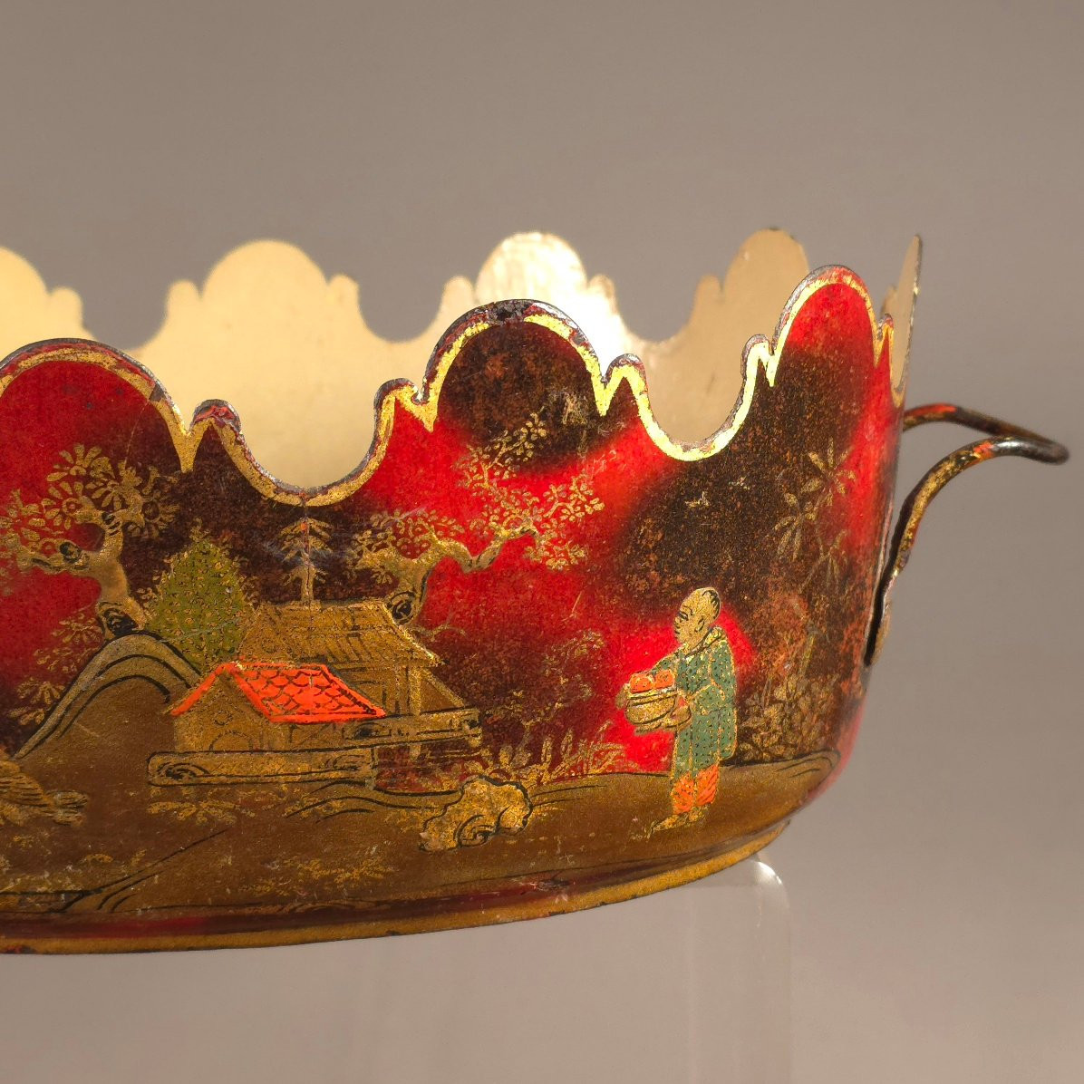 Verrière rafraîchissoir tôle peinte XIXe décor laque de Chine-photo-1