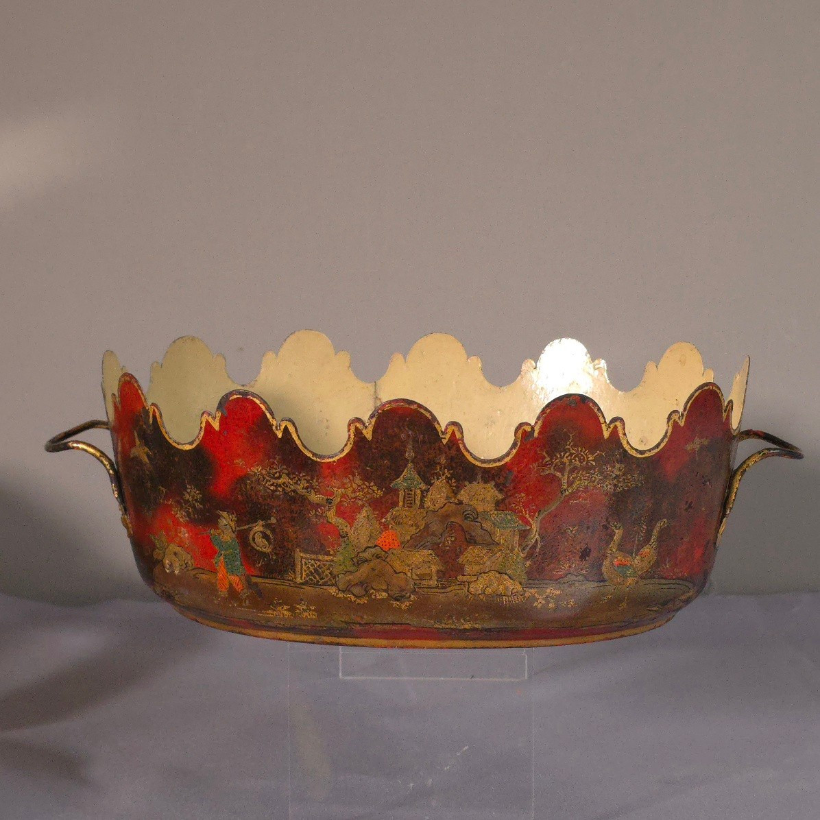 Verrière rafraîchissoir tôle peinte XIXe décor laque de Chine-photo-2