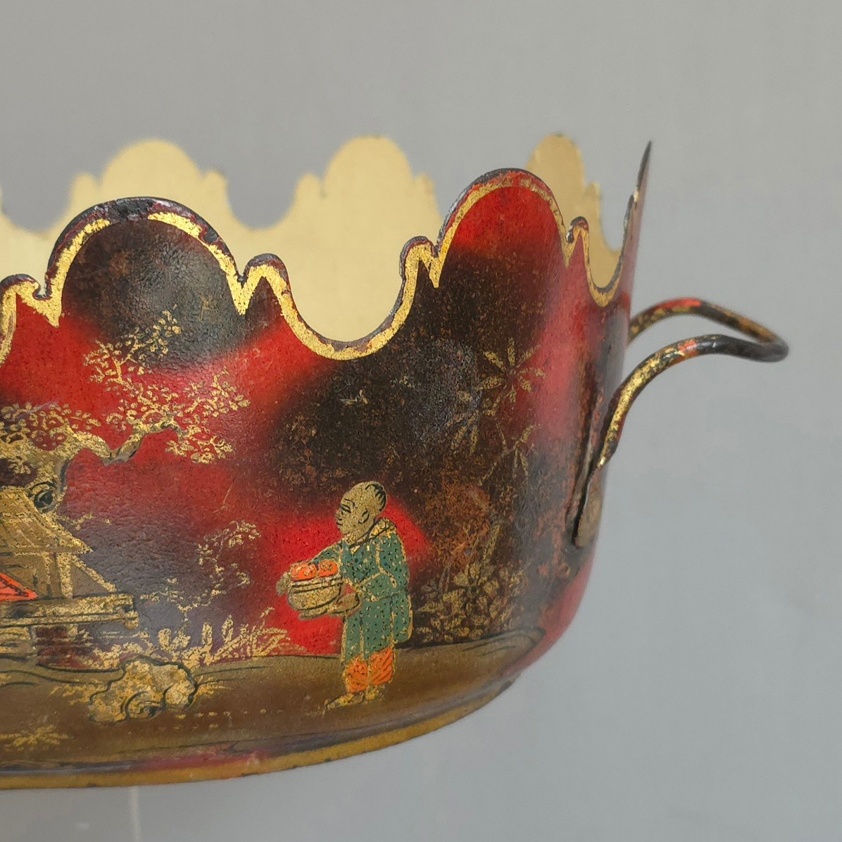 Verrière rafraîchissoir tôle peinte XIXe décor laque de Chine-photo-3