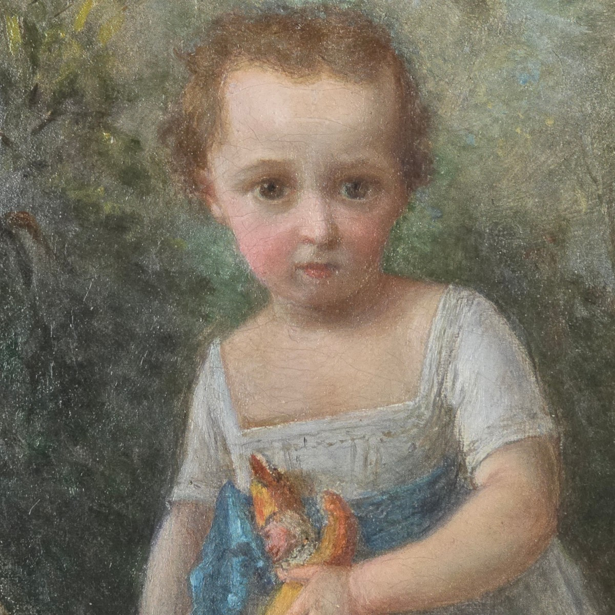 Portrait Of A Little Girl And Her Toy, 19th Century-photo-3