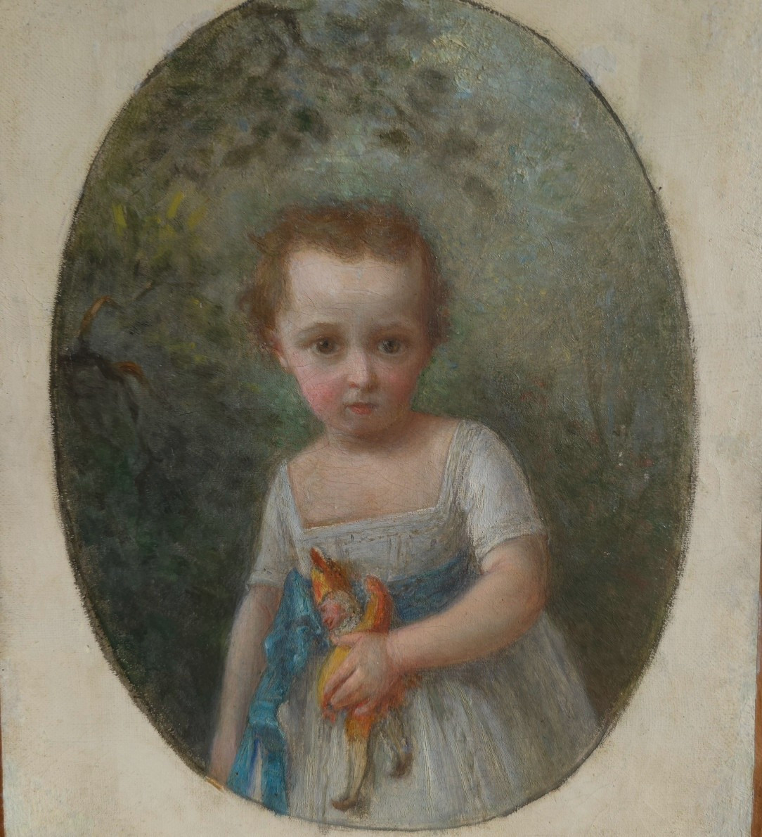 Portrait fillette et son jouet XIXe 