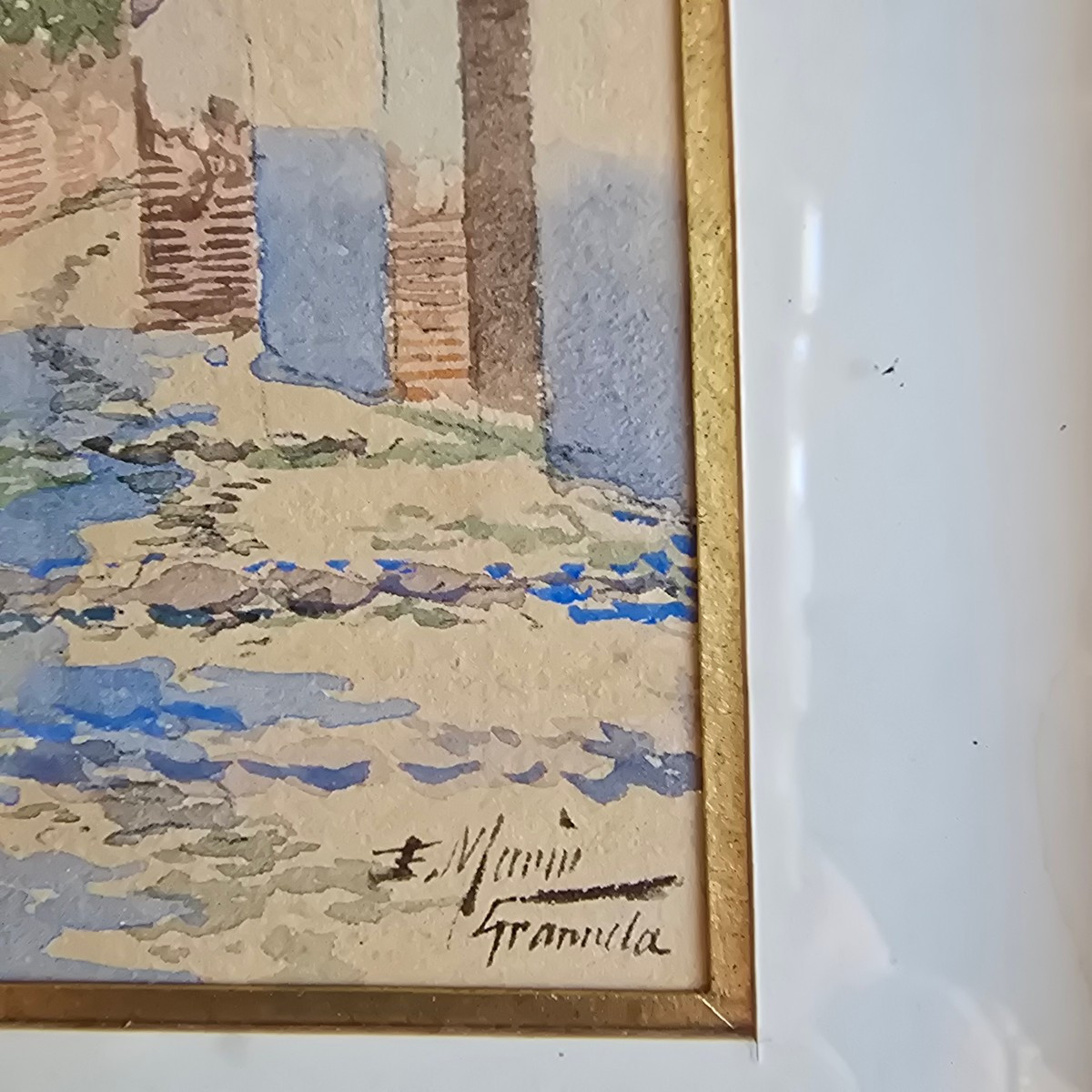 Enrique Marine Sevilla 1876-1940 Street In Granada, Spain Watercolor -photo-3