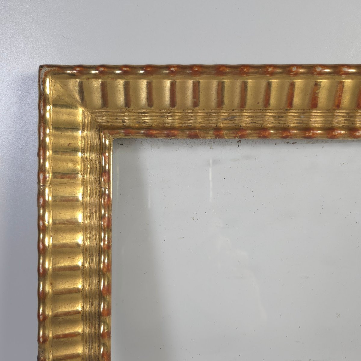 Cadre guilloché doré XIXe feuillure : 20 x 26 cm-photo-2