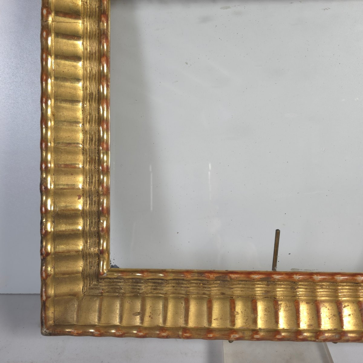 Cadre guilloché doré XIXe feuillure : 20 x 26 cm-photo-4