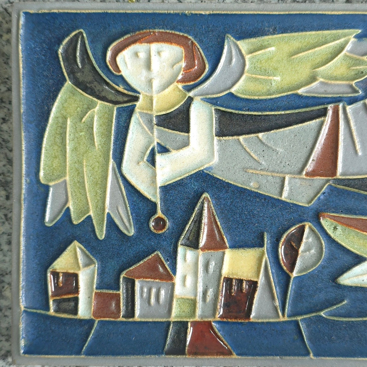 Delft Vintage Ceramic Tile, Annunciation, 1962-photo-2