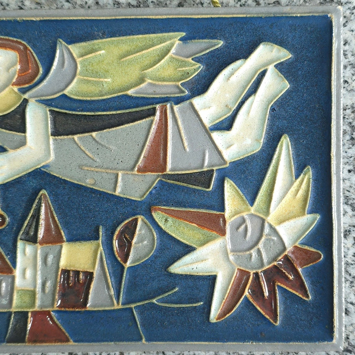 Delft Vintage Ceramic Tile, Annunciation, 1962-photo-3