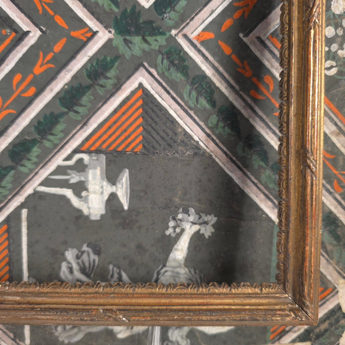 Cadre baguette XVIIIe Louis XVI bois doré feuillure :  24 x 32 cm-photo-1