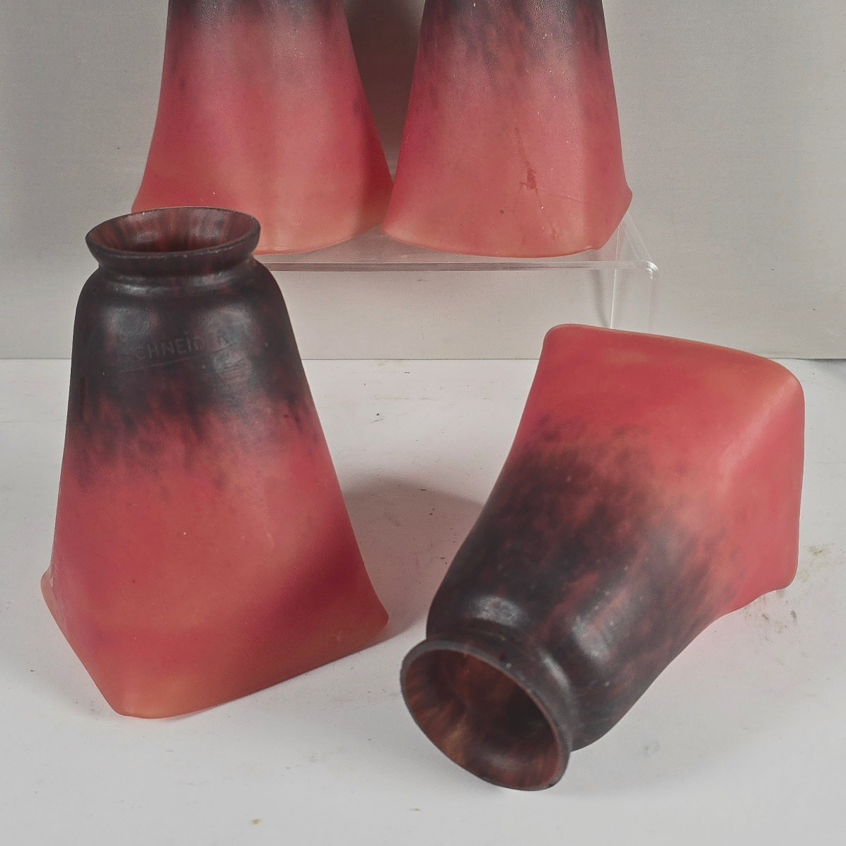 4 Schneider Art Deco Glass Paste Tulips-photo-3