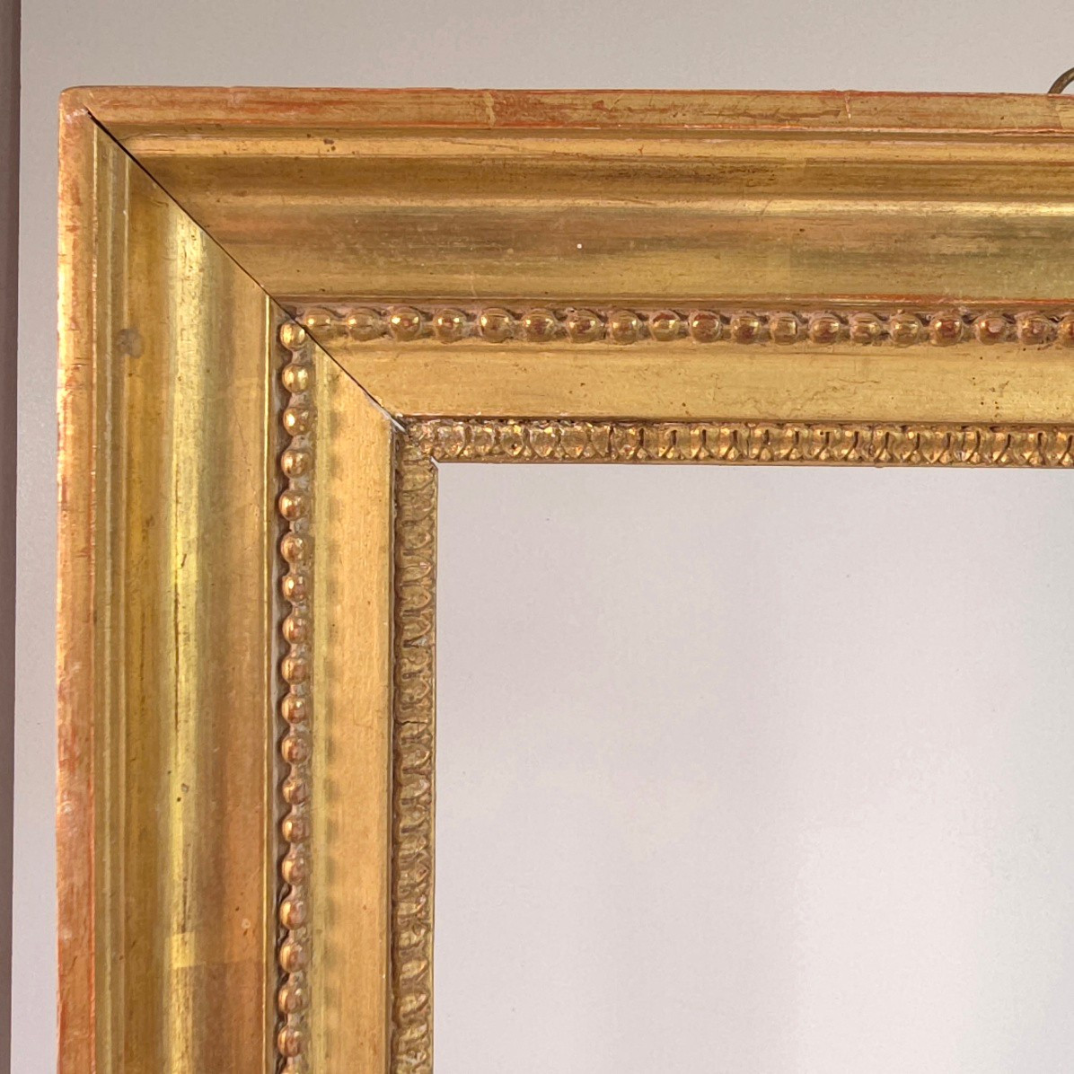 Gilded Wood Directoire Frame, String Of Pearls, Rebate: 28.5 24.5 Cm-photo-2