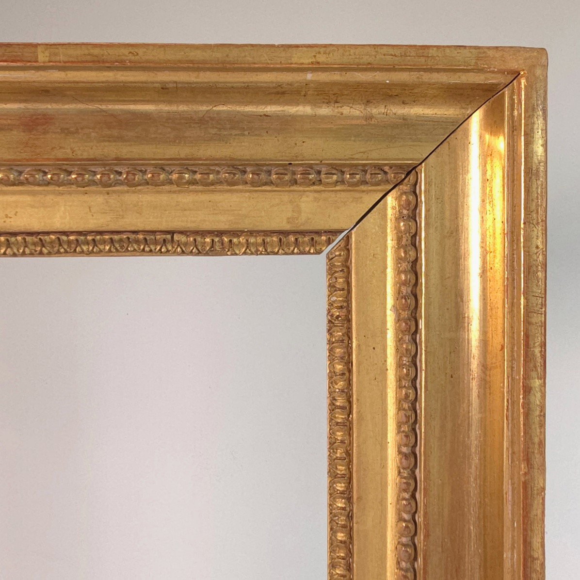 Gilded Wood Directoire Frame, String Of Pearls, Rebate: 28.5 24.5 Cm-photo-3