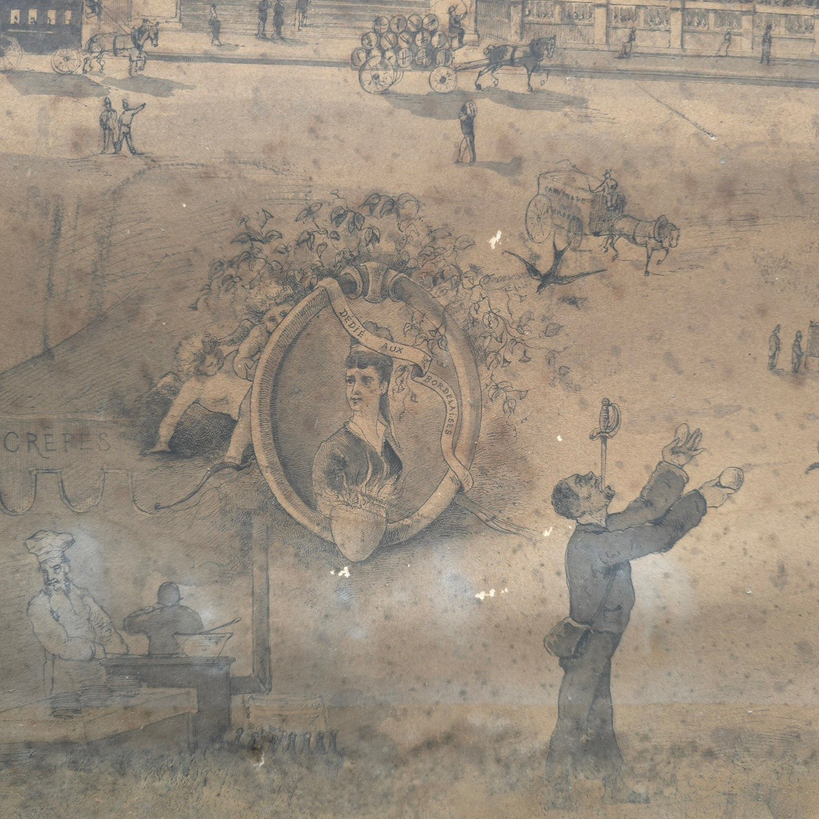 Foires de Bordeaux place des Quinconces vers 1900 dessin Paul F. MARTIN-photo-7
